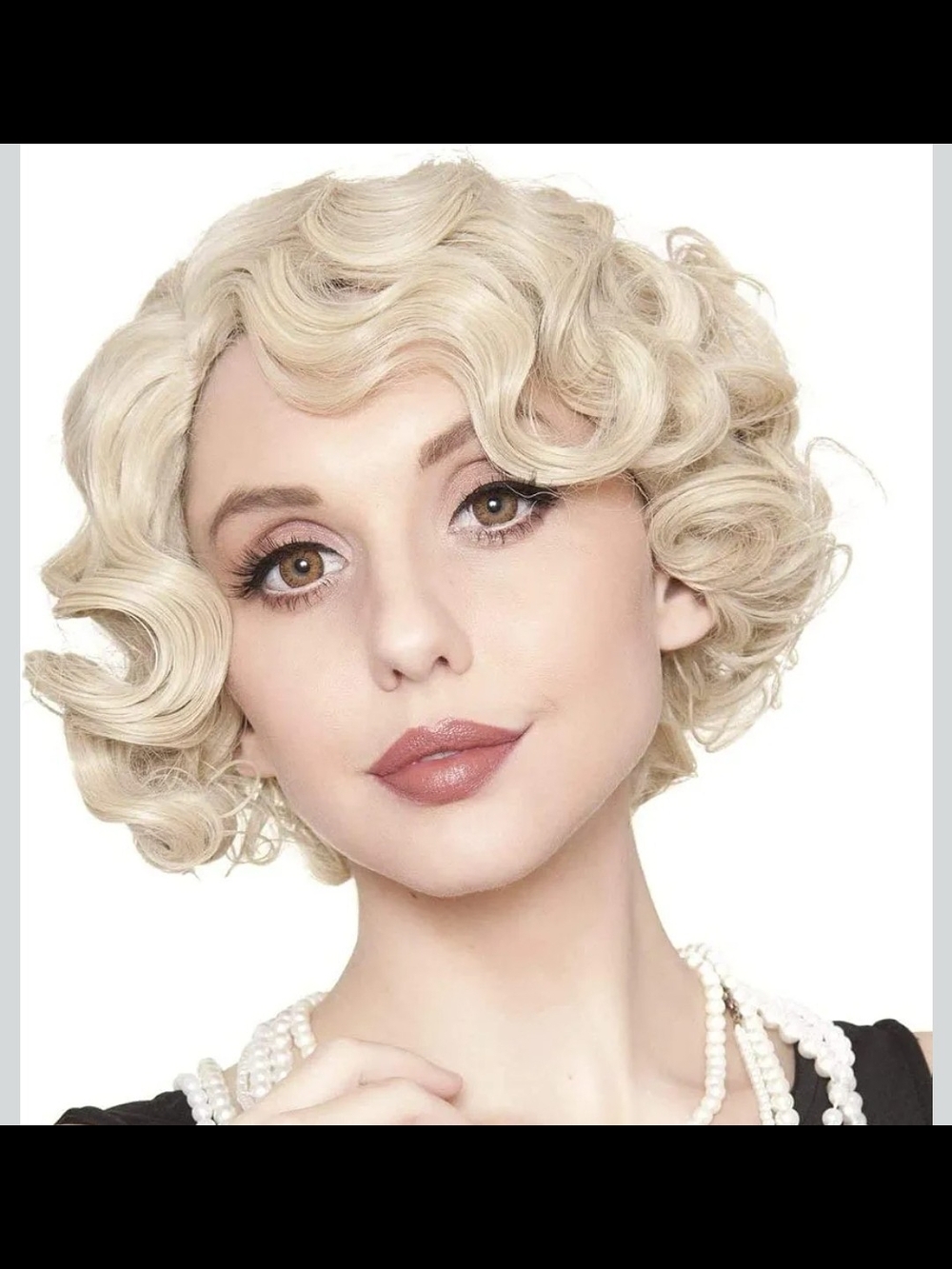Short Blonde Curly Wig Finger Wave Synthetic Hair for Women 1920s Halloween Cosp